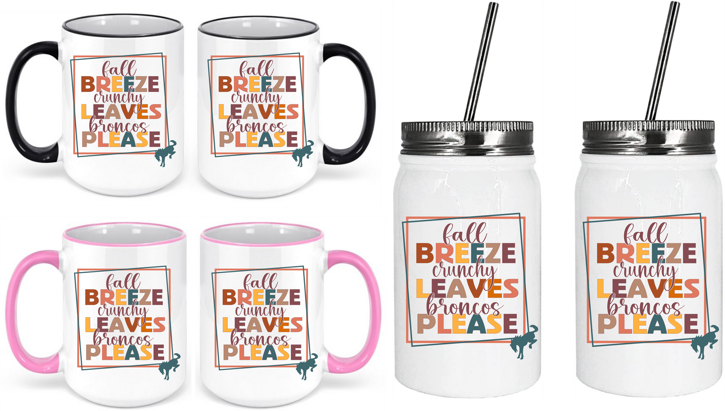 Bronco Fall Leaves Drinkware