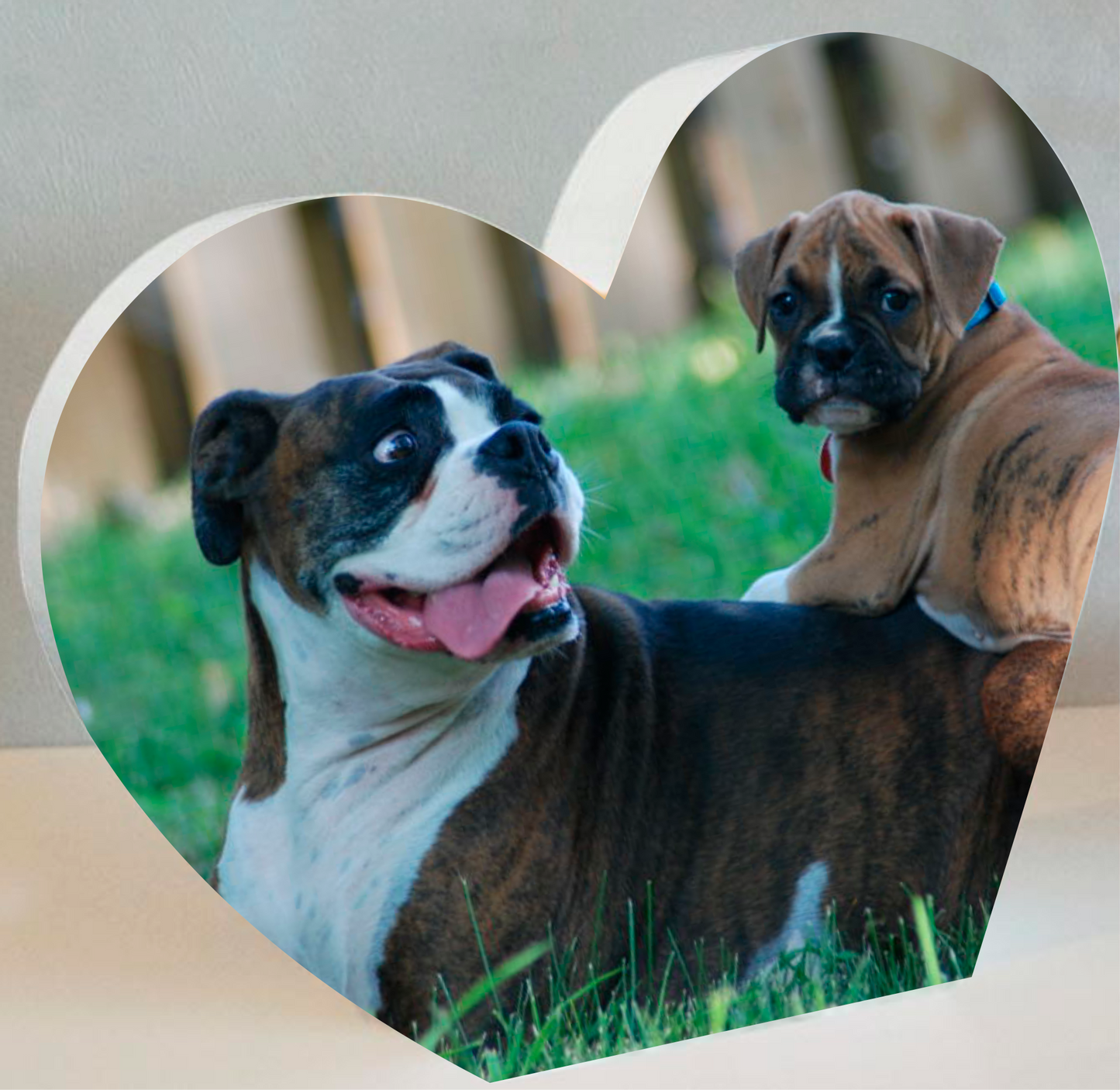 Wood Shaped Heart Photo Block