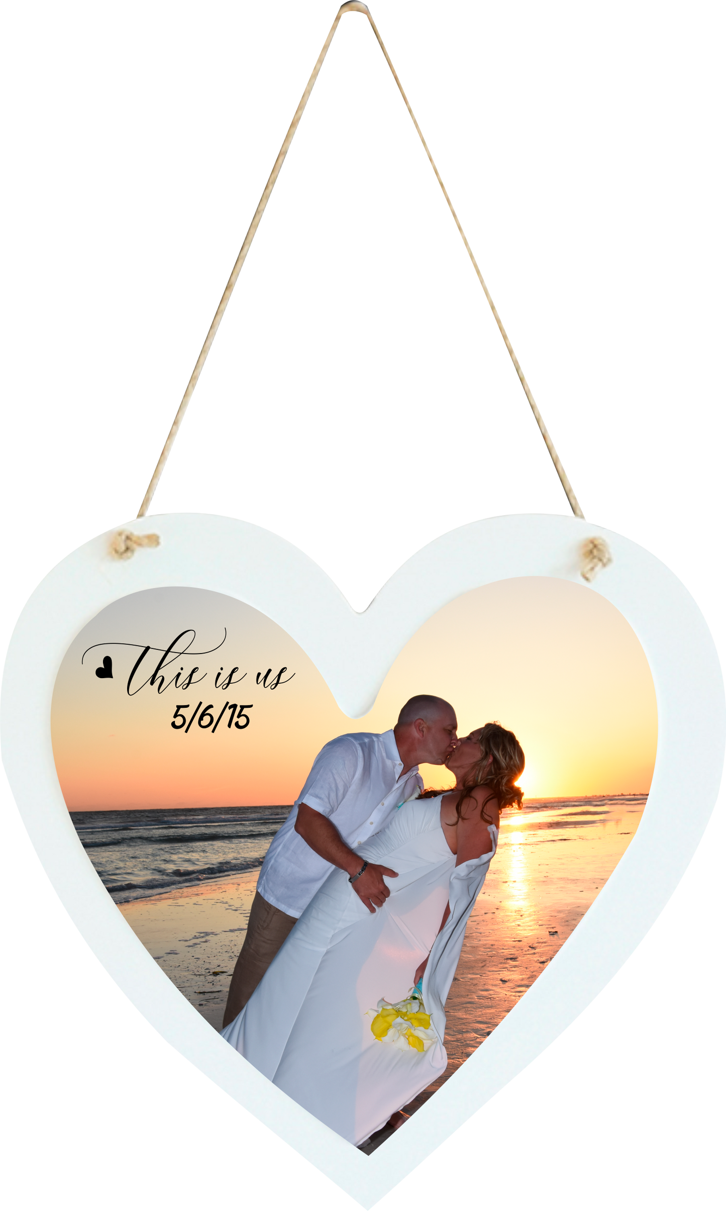 White Wood Hanging Heart