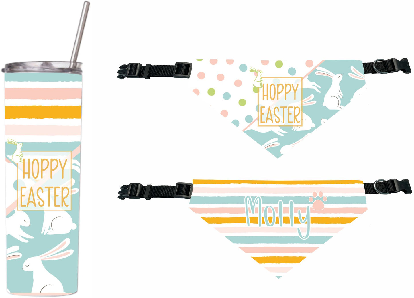 Matching Personalized Hoppy Easter Tumbler and Bandana