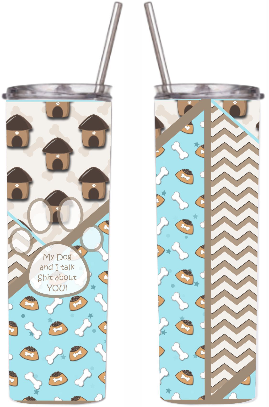Matching Personalized Set Talk Shit about You Tumbler and Dog Bandana Blue