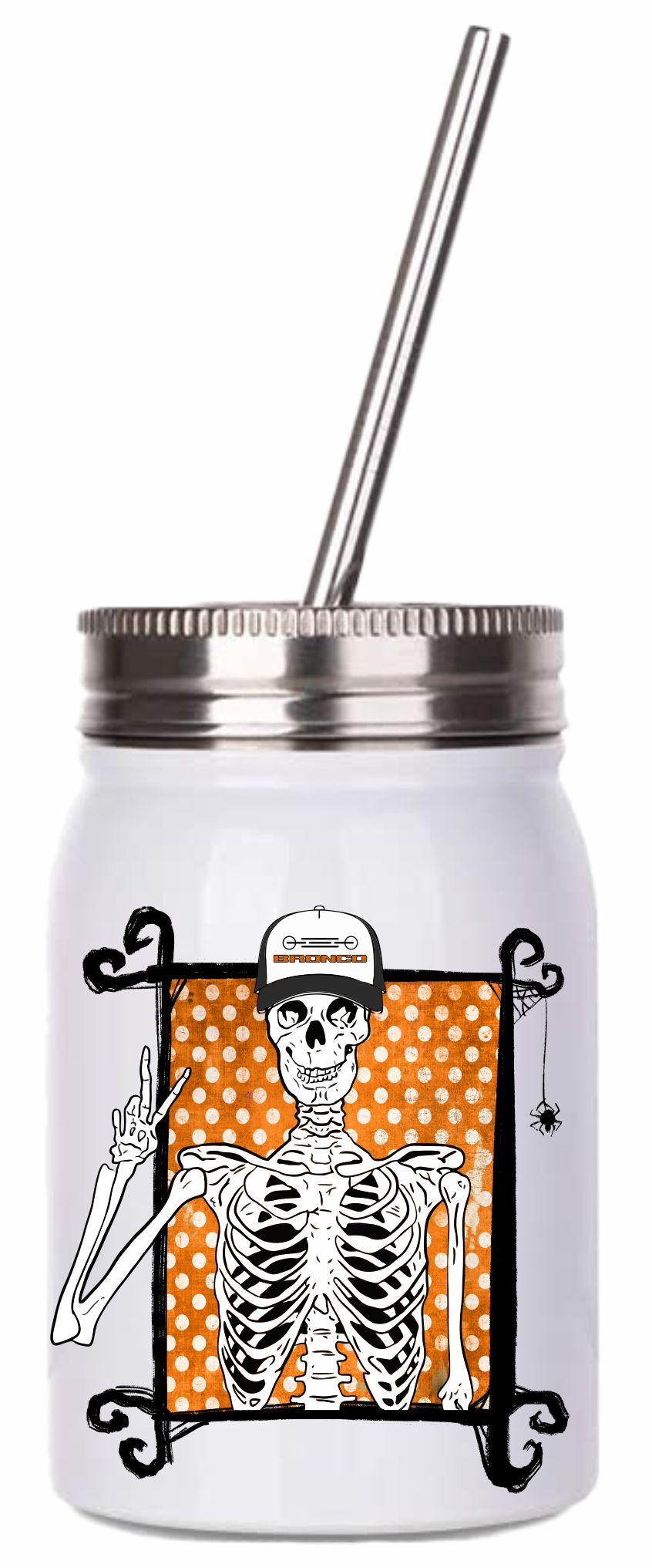 Bronco Skeleton Wearing Bronco Hat Drinkware
