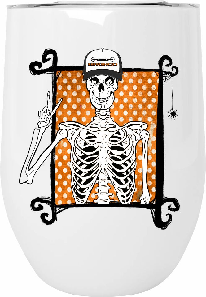 Bronco Skeleton Wearing Bronco Hat Drinkware