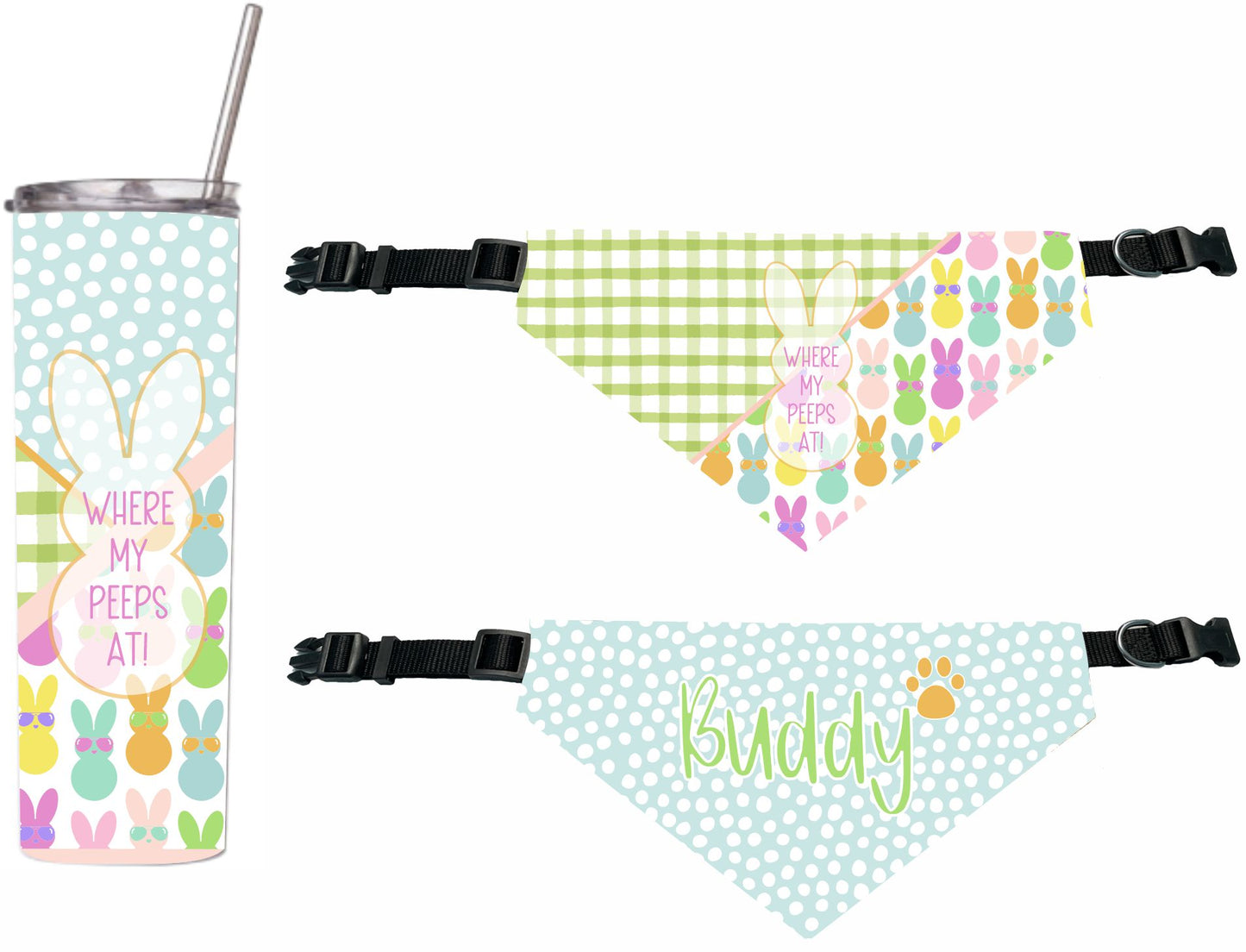 Matching Personalized Where my Peeps at Tumbler and Bandana