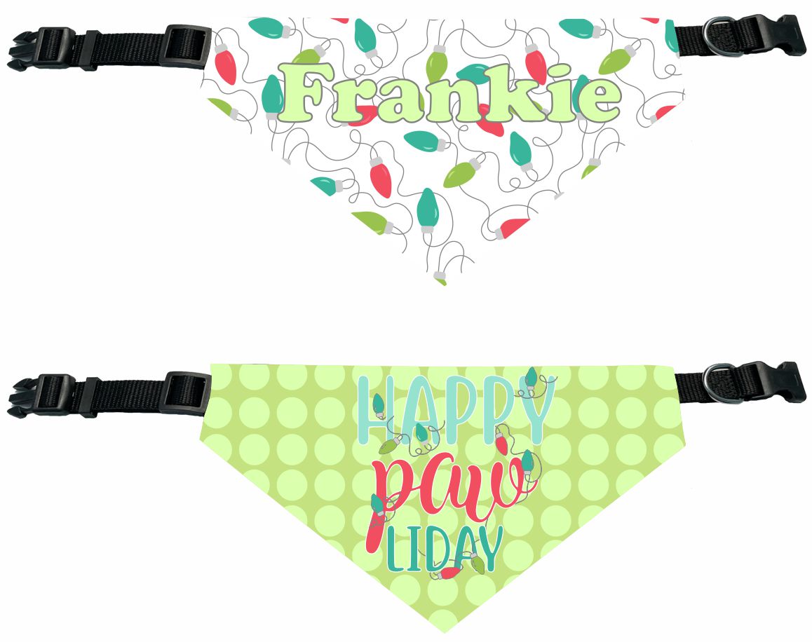 Personalized Happy Pawlidays Dog Bandana