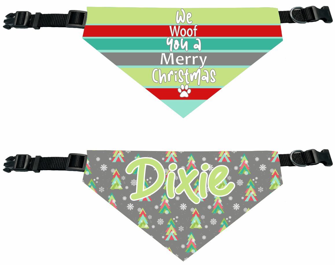 Personalized We Woof you a Merry Christmas Dog Bandana