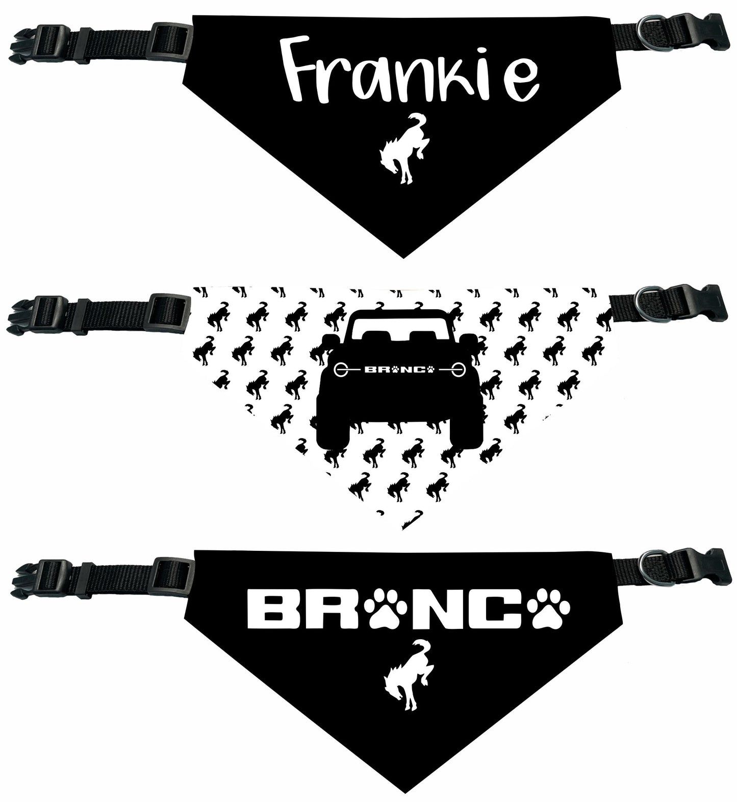Bronco Personalized Reversable Dog Bandana (Gray and Blue Colors)