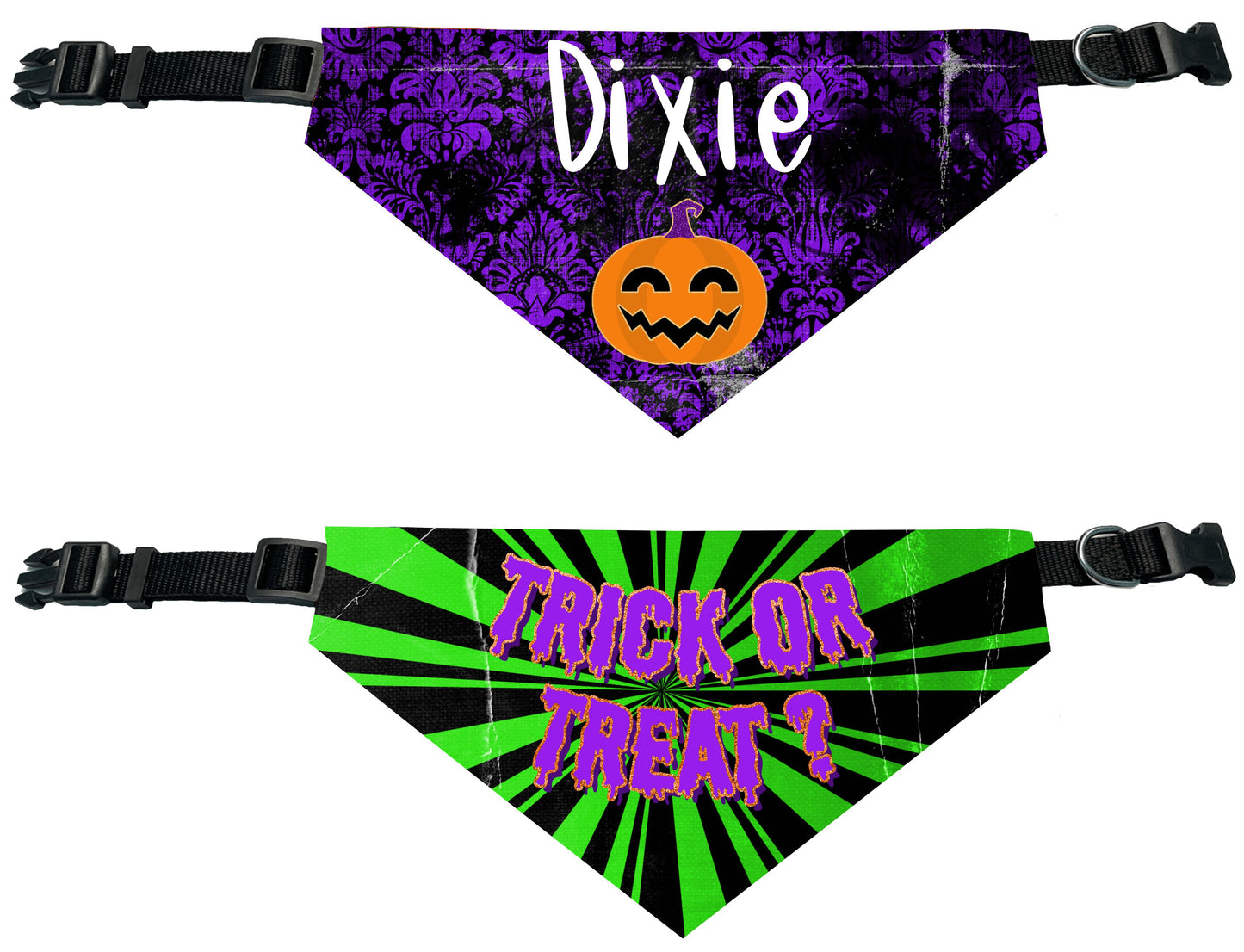 Personalized Bright Halloween Bandana with collar